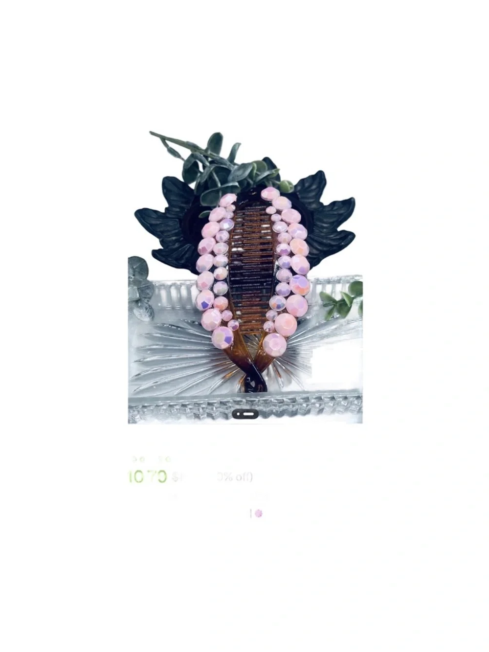 Elegant Pink Rhinestones Banana  Comb Clip FINAL PRICE DROP